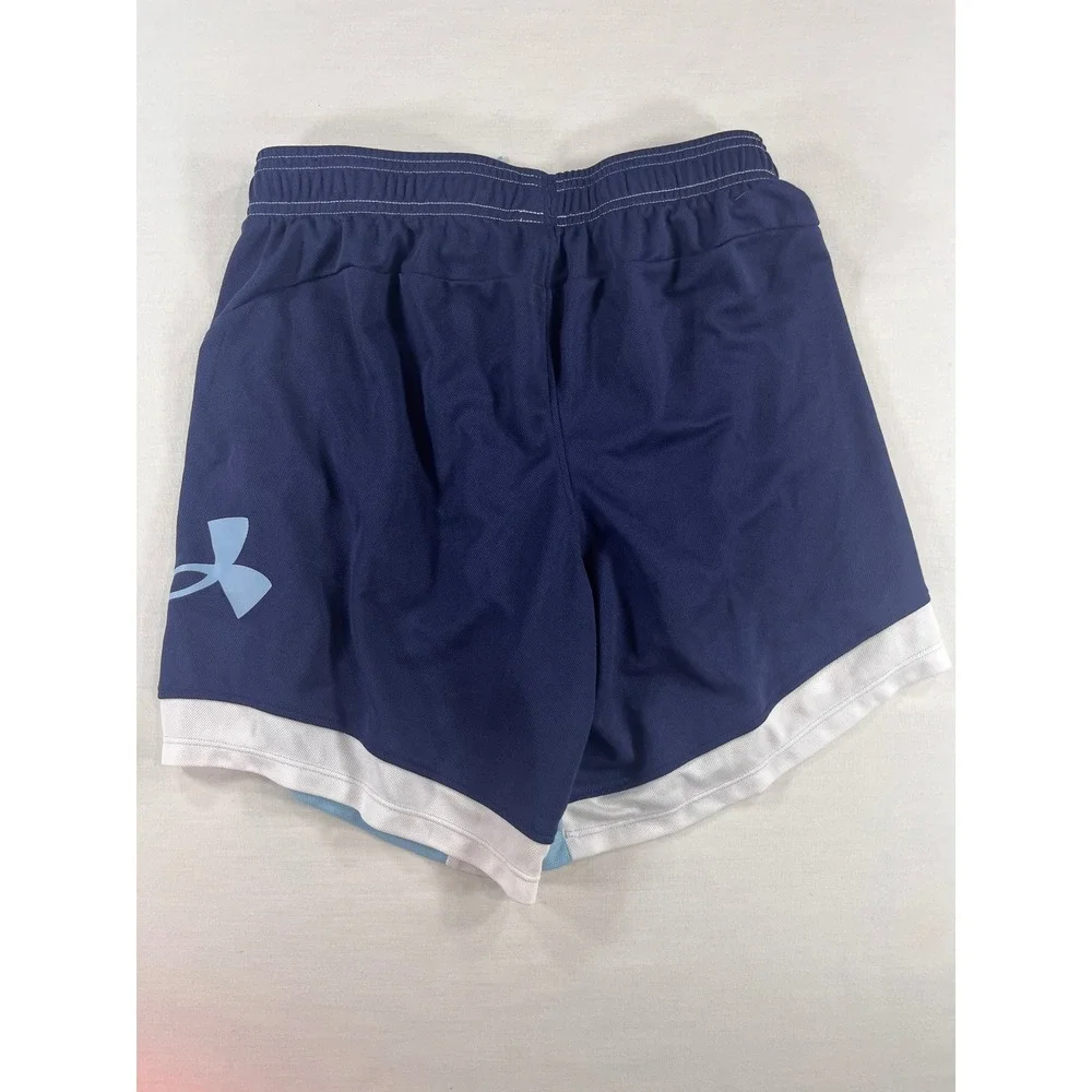 Under Armour Womens XS HeatGear Athletic Shorts Bundle Neon Orange Blue 2pk